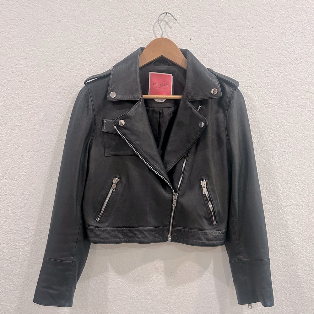 Kate Spade Leather Biker Jacket- size small -Absolutely beautiful, worn once!